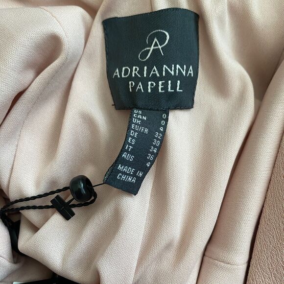 NWT Adrianna Papell Cowl Neck Full Length Formal Dress Women's 0 Pink Slit Crepe - Picture 3 of 8